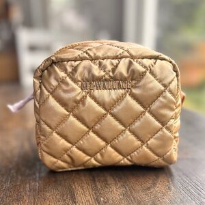 MZ Wallace Gold Quilted Cosmetic Bag
